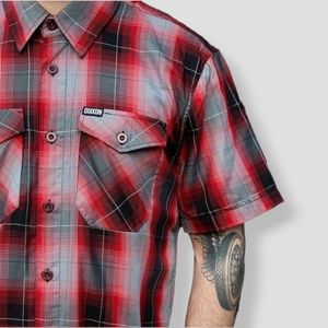 DIXXON The Anderson Bamboo Short Sleeve Plaid Button Up Red